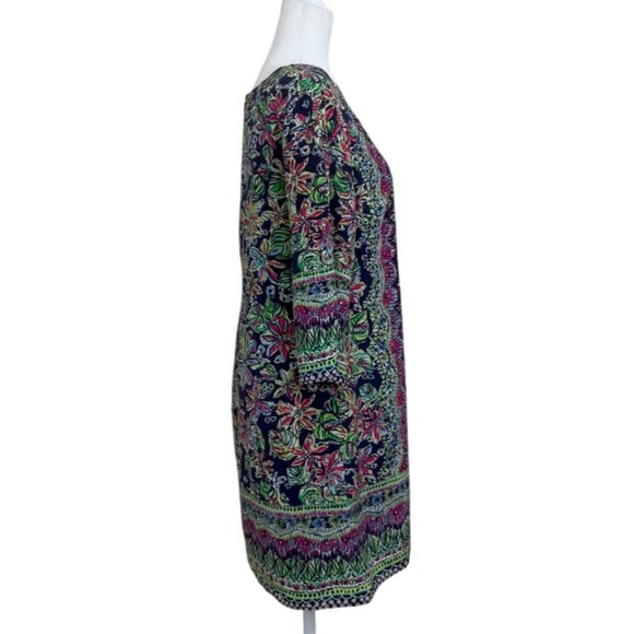 Lilly Pulitzer Silk Shift Rylee Dress Navy Floral Womens Size 6 - Picture 2 of 9